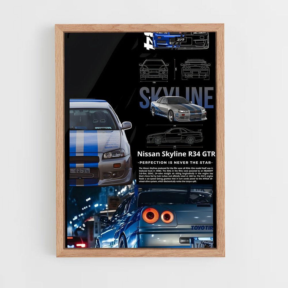 Poster superbe Skyline gt-r r – affiche Nissan (vue 4)